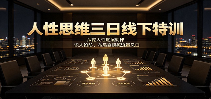 人性思维三日线下特训：深挖人性底层规律，识人设防、布局变现抓流量风口-盟主1站 - 热点知汇专注网赚项目资源知识聚汇