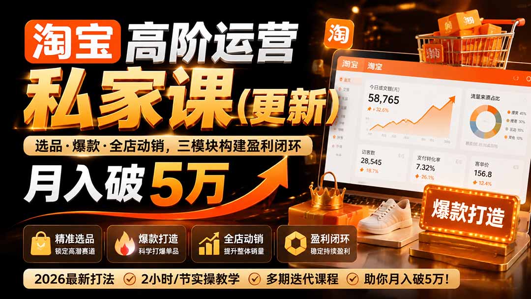淘宝高阶运营私家课(更新26年-盟主1站 - 热点知汇专注网赚项目资源知识聚汇