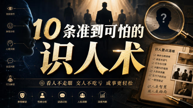 付费文章：10条准到可怕的识人术-盟主1站 - 热点知汇专注网赚项目资源知识聚汇