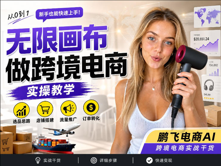 【跨境电商必备】AI无线画布制作商品宣传视频，四步搞定，无线画布工作流，操作简单好上手-盟主1站 - 热点知汇专注网赚项目资源知识聚汇