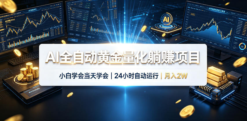 AI全自动黄金量化躺賺项目，24小时自动运行，月入2W！-盟主1站 - 热点知汇专注网赚项目资源知识聚汇