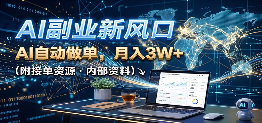 AI副业新风口，AI自动做单，月入3W+，附接单资源-盟主1站 - 热点知汇专注网赚项目资源知识聚汇