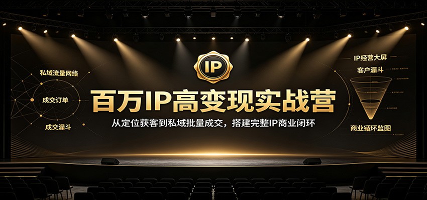百万IP高变现实战营：从定位获客到私域批量成交，搭建完整IP商业闭环-盟主1站 - 热点知汇专注网赚项目资源知识聚汇