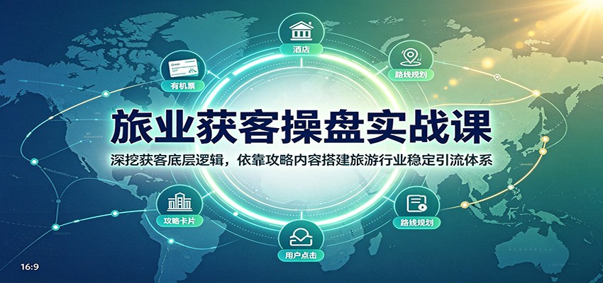 旅业获客操盘实战课：深挖获客底层逻辑，依靠攻略内容搭建旅游行业稳定引流体系-盟主1站 - 热点知汇专注网赚项目资源知识聚汇