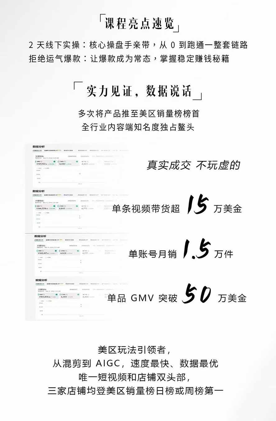 图片[2]-AIGC×TikTok美区短视频带货线下课；两天一夜完整回放，12小时高清视频收录头部操盘手全流程教学-盟主1站 - 热点知汇专注网赚项目资源知识聚汇