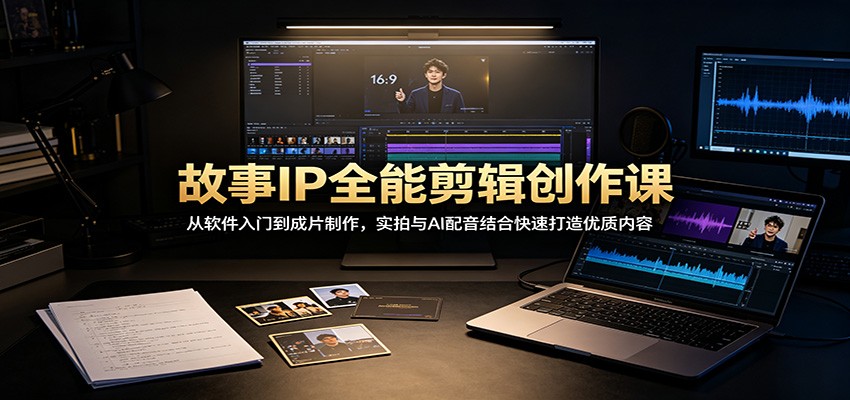 故事IP全能剪辑创作课：从软件入门到成片制作，实拍与AI配音结合快速打造优质内容-盟主1站 - 热点知汇专注网赚项目资源知识聚汇