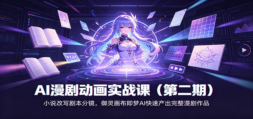 AI漫剧动画实战课(第二期)：小说改写剧本分镜，御灵画布即梦AI快速产出完整漫剧作品-盟主1站 - 热点知汇专注网赚项目资源知识聚汇