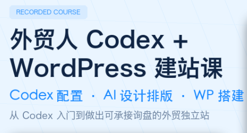 大卫·外贸人Codex + WordPress建站课(更新8月)-盟主1站 - 热点知汇专注网赚项目资源知识聚汇