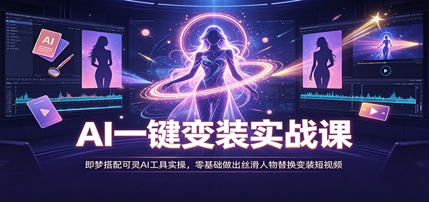 AI一键变装实战课：即梦搭配可灵AI工具实操，零基础做出丝滑人物替换变装短视频-盟主1站 - 热点知汇专注网赚项目资源知识聚汇