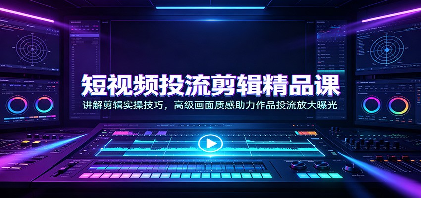 短视频投流剪辑精品课：讲解剪辑实操技巧，高级画面质感助力作品投流放大曝光-盟主1站 - 热点知汇专注网赚项目资源知识聚汇