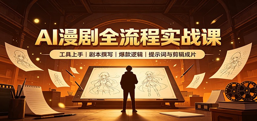 AI漫剧全流程实战课：工具上手、剧本撰写、爆款逻辑、提示词与剪辑成片-盟主1站 - 热点知汇专注网赚项目资源知识聚汇
