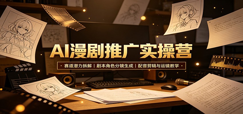 AI漫剧推广实操营：赛道潜力拆解，剧本角色分镜生成，配音剪辑与运镜教学-盟主1站 - 热点知汇专注网赚项目资源知识聚汇