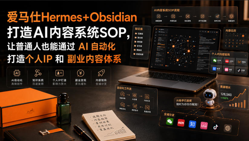 爱马仕Hermes+Obsidian打造AI内容系统SOP，让普通人也能通过 AI 自动化打造个人IP 和 副业内容体系-盟主1站 - 热点知汇专注网赚项目资源知识聚汇