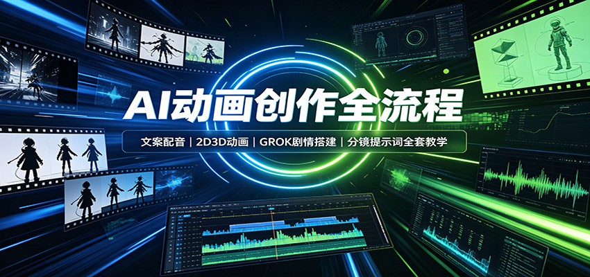 AI动画创作全流程：文案配音，2D3D动画，GROK剧情搭建，分镜提示词全套教学-盟主1站 - 热点知汇专注网赚项目资源知识聚汇