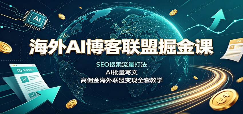 海外AI博客联盟掘金课：SEO搜索流量打法，AI批量写文，高佣金海外联盟变现全套教学-盟主1站 - 热点知汇专注网赚项目资源知识聚汇