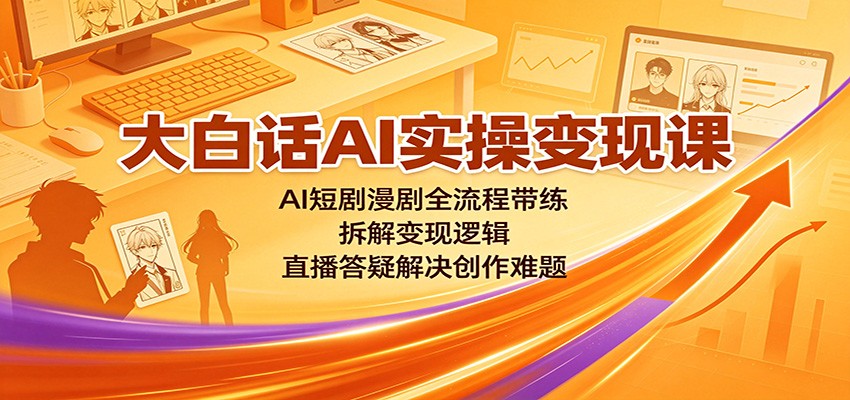 大白话AI实操变现课：AI短剧漫剧全流程带练，拆解变现逻辑，直播答疑解决创作难题-盟主1站 - 热点知汇专注网赚项目资源知识聚汇