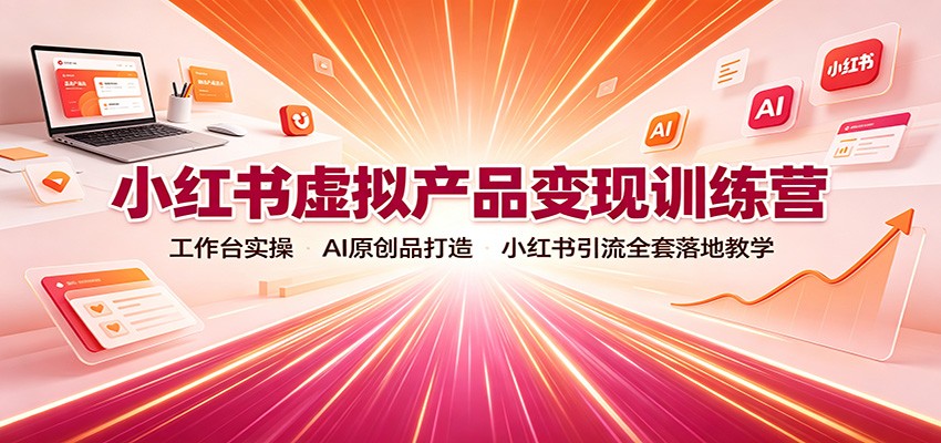 小红书虚拟产品变现训练营：工作台实操，AI原创品打造，小红书引流全套落地教学-盟主1站 - 热点知汇专注网赚项目资源知识聚汇
