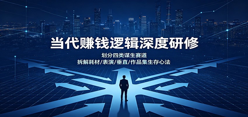 当代赚钱逻辑深度研修：划分四类谋生赛道，拆解耗材/表演/垂直/作品集生存心法-盟主1站 - 热点知汇专注网赚项目资源知识聚汇