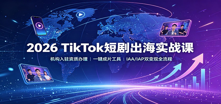 2026 TikTok短剧出海实战课：机构入驻资质办理，一键成片工具，IAA/IAP双变现全流程-盟主1站 - 热点知汇专注网赚项目资源知识聚汇