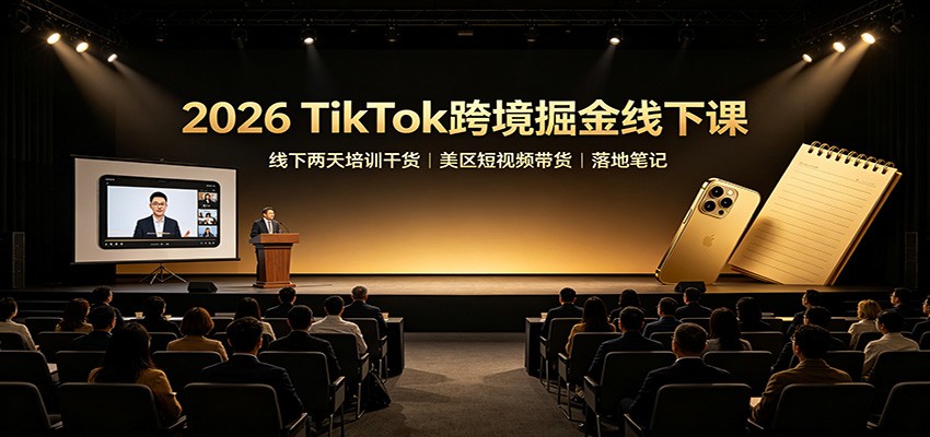 2026 TikTok跨境掘金线下课：线下两天培训干货，美区短视频带货落地笔记-盟主1站 - 热点知汇专注网赚项目资源知识聚汇