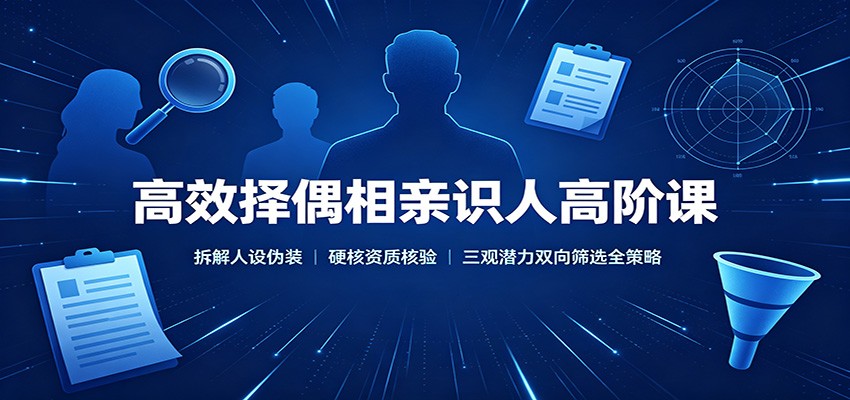 高效择偶相亲识人高阶课：拆解人设伪装，硬核资质核验，三观潜力双向筛选全策略-盟主1站 - 热点知汇专注网赚项目资源知识聚汇