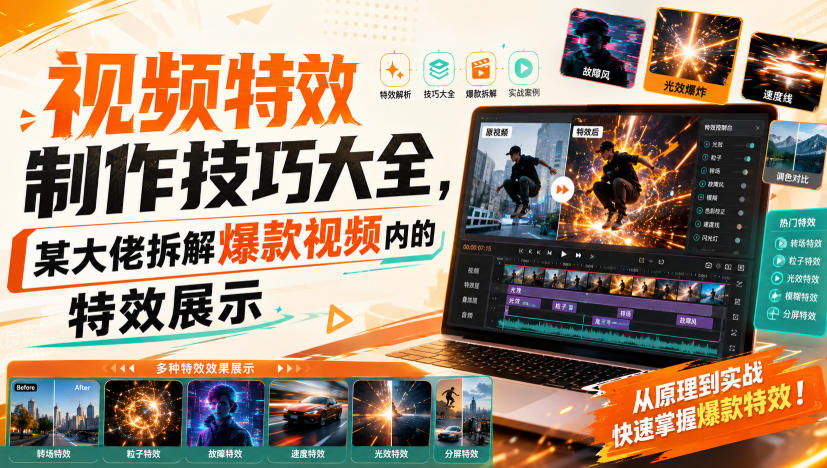 视频特效制作技巧大全，某大佬拆解爆款视频内的特效展示-盟主1站 - 热点知汇专注网赚项目资源知识聚汇