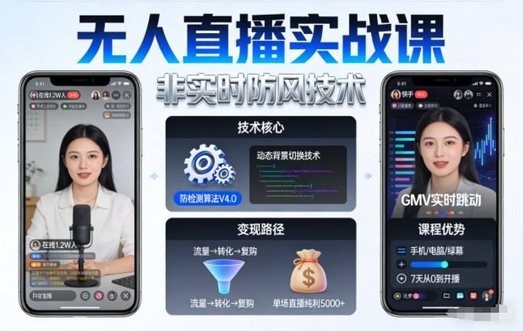 宝子哥无人直播实战课，非实时防风技术，聚焦抖音快手等平台直播带货，轻松开启直播变现之路(更新2026年08月18日)-盟主1站 - 热点知汇专注网赚项目资源知识聚汇