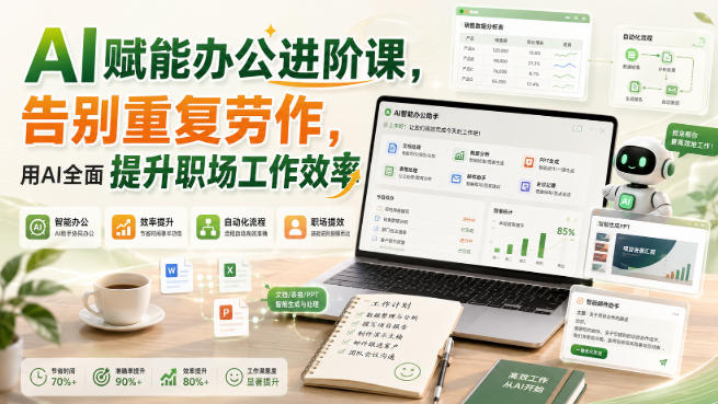 AI赋能办公进阶课，告别重复劳作，用AI全面提升职场工作效率-盟主1站 - 热点知汇专注网赚项目资源知识聚汇