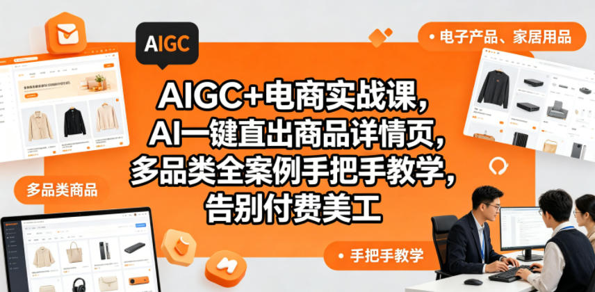AIGC+电商实战课，AI一键直出商品详情页，多品类全案例手把手教学，告别付费美工(更新0820)-盟主1站 - 热点知汇专注网赚项目资源知识聚汇