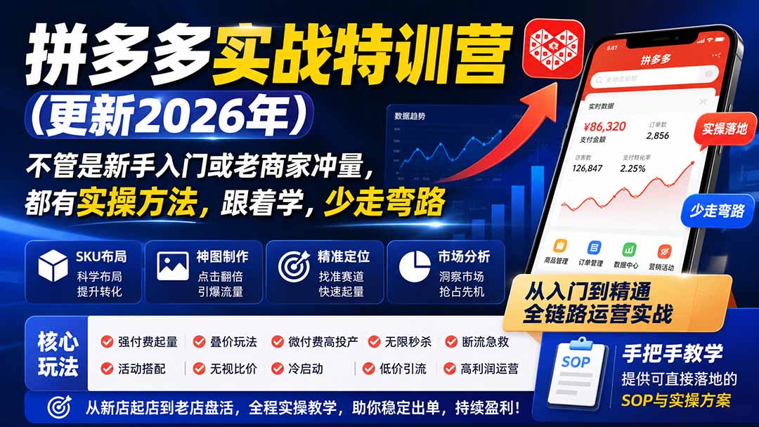 拼多多实战特训营(更新26年0821-盟主1站 - 热点知汇专注网赚项目资源知识聚汇