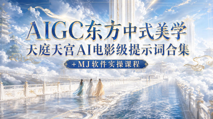 AIGC东方中式美学天庭天宫AI电影级提示词合集+MJ软件实操课程-盟主1站 - 热点知汇专注网赚项目资源知识聚汇