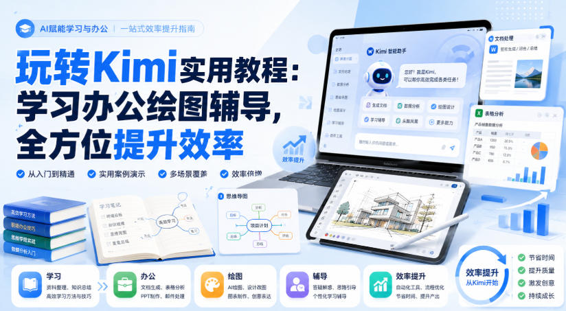 玩转Kimi实用教程：学习办公绘图辅导，全方位提升效率-盟主1站 - 热点知汇专注网赚项目资源知识聚汇