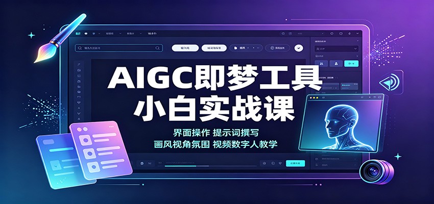 AIGC即梦工具小白实战课：界面操作，提示词撰写，画风视角氛围视频数字人教学-盟主1站 - 热点知汇专注网赚项目资源知识聚汇