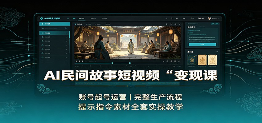 AI民间故事短视频变现课：账号起号运营，完整生产流程，提示指令素材全套实操教学-盟主1站 - 热点知汇专注网赚项目资源知识聚汇