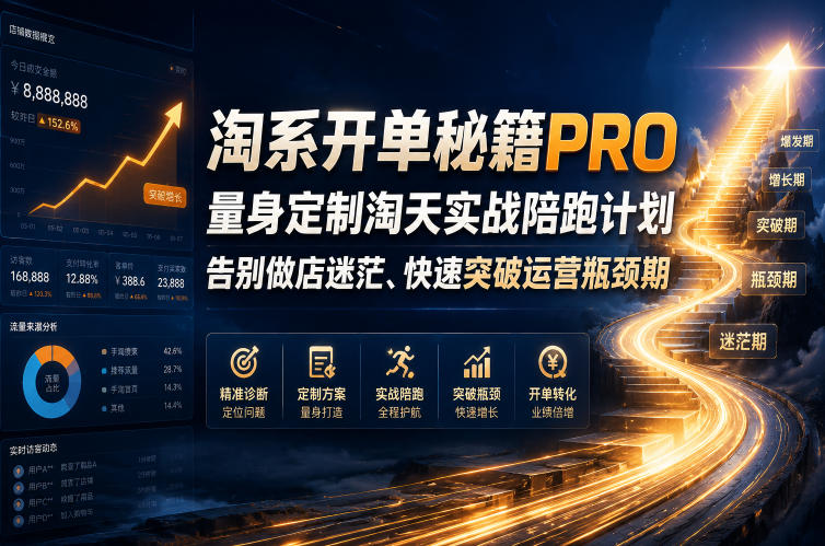 淘系开单秘籍PRO，量身定制淘天实战陪跑计划，告别做店迷茫、快速突破运营瓶颈期(更新260823)-盟主1站 - 热点知汇专注网赚项目资源知识聚汇