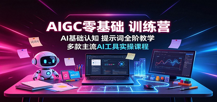 AIGC零基础训练营：AI基础认知，提示词全阶教学，多款主流AI工具实操课程-盟主1站 - 热点知汇专注网赚项目资源知识聚汇