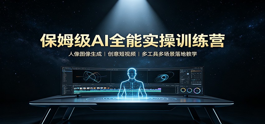保姆级AI全能实操训练营：人像图像生成，创意短视频，多工具多场景落地教学-盟主1站 - 热点知汇专注网赚项目资源知识聚汇