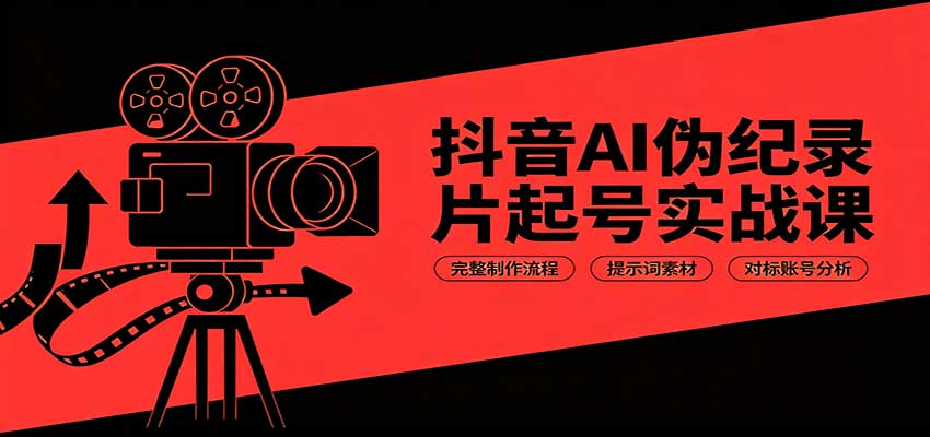 抖音AI伪纪录片起号实战课：完整制作流程，提示词素材，对标账号分析-盟主1站 - 热点知汇专注网赚项目资源知识聚汇