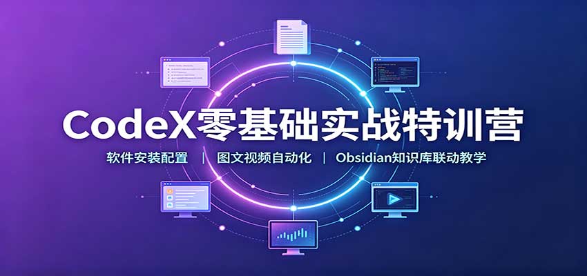 CodeX零基础实战特训营：软件安装配置，图文视频自动化，Obsidian知识库联动教学-盟主1站 - 热点知汇专注网赚项目资源知识聚汇