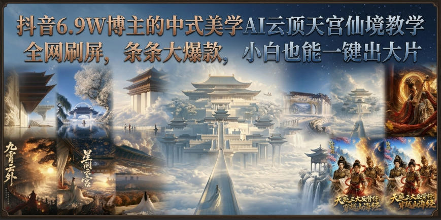 抖音6.9W博主的中式美学AI云顶天宫仙境教学,全网刷屏,条条大爆款,小白也能一键出大片-盟主1站 - 热点知汇专注网赚项目资源知识聚汇