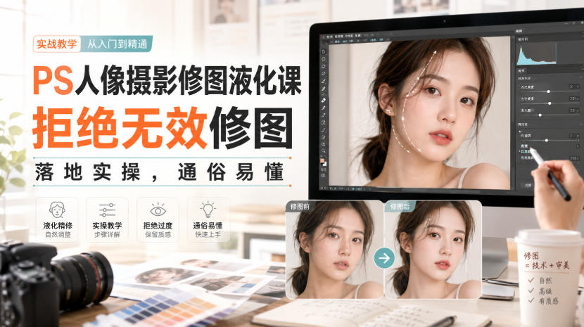 PS人像摄影修图液化课,拒绝无效修图,落地实操,通俗易懂-盟主1站 - 热点知汇专注网赚项目资源知识聚汇