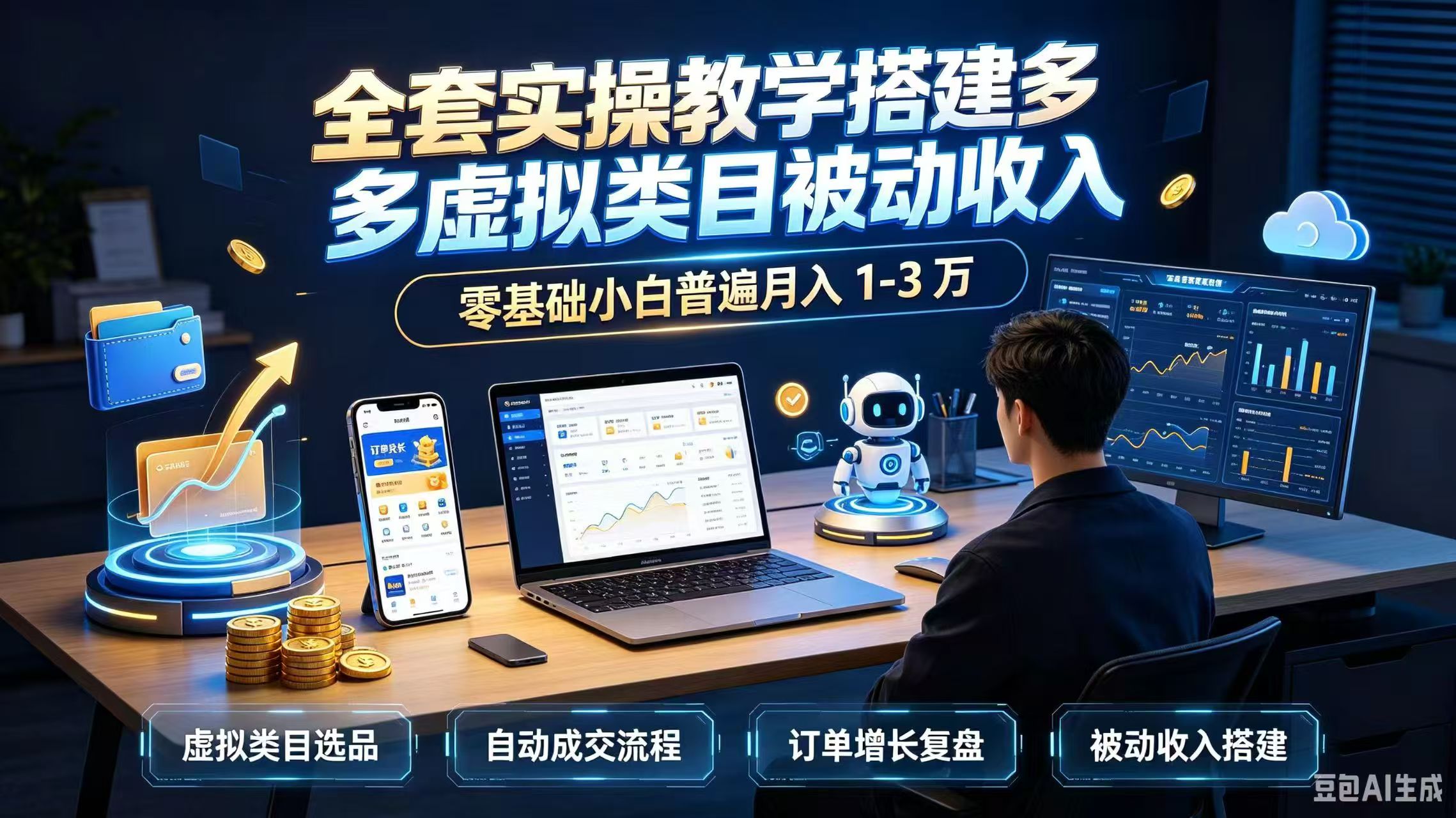 全套实操教学搭建多多虚拟类目被动收入，零基础小白普遍月入 1-3 万-盟主1站 - 热点知汇专注网赚项目资源知识聚汇