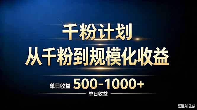 抖音千粉账号计划，从千粉到规模化收益 500-1000+单日收益-盟主1站 - 热点知汇专注网赚项目资源知识聚汇
