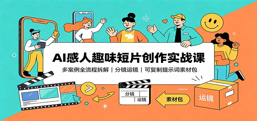 AI感人趣味短片创作实战课:多案例全流程拆解,分镜运镜,可复制提示词素材包-盟主1站 - 热点知汇专注网赚项目资源知识聚汇