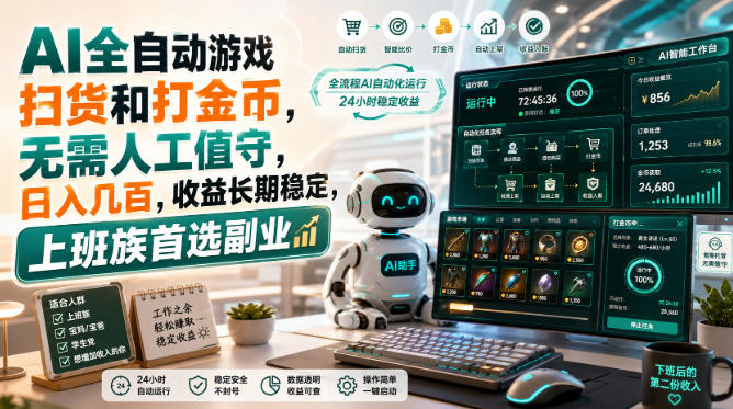 AI全自动游戏皮肤扫货和打金币，日入几百，内部方法大揭秘，0门槛！-盟主1站 - 热点知汇专注网赚项目资源知识聚汇