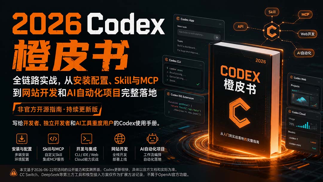 2026Codex橙皮书：全链路实战，从安装配置、Skill与MCP到网站开发和AI自动化项目完整落地-盟主1站 - 热点知汇专注网赚项目资源知识聚汇