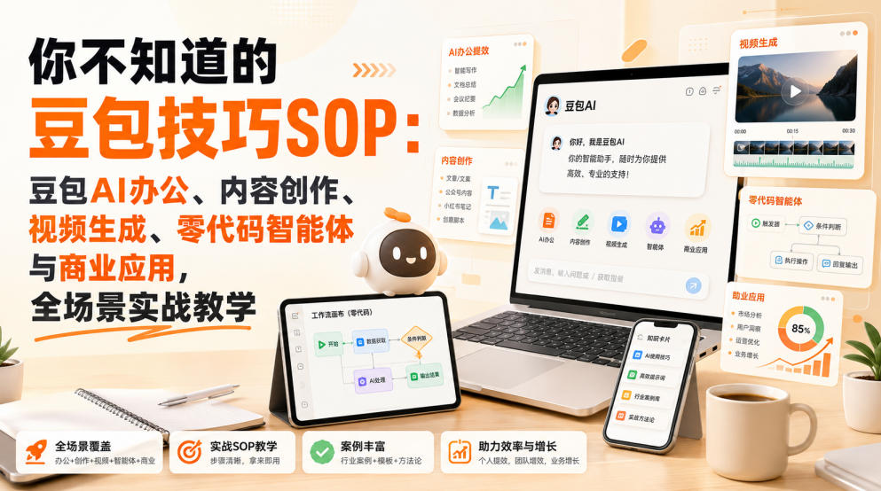 你不知道的豆包技巧SOP：豆包AI办公、内容创作、视频生成、零代码智能体与商业应用，全场景实战教学-盟主1站 - 热点知汇专注网赚项目资源知识聚汇