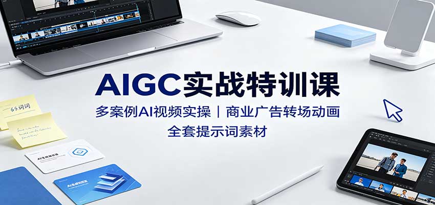 AIGC实战特训课：多案例AI视频实操，商业广告转场动画，全套提示词素材-盟主1站 - 热点知汇专注网赚项目资源知识聚汇
