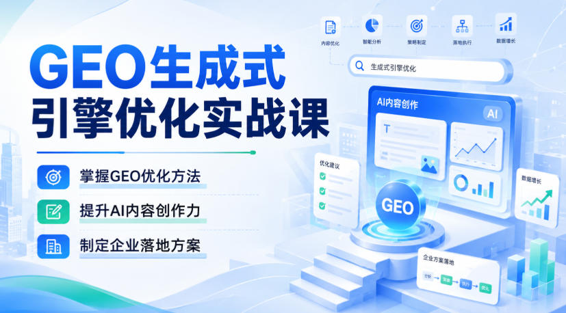 GEO生成式引擎优化实战课，掌握GEO优化方法，提升AI内容创作力，制定企业落地方案-盟主1站 - 热点知汇专注网赚项目资源知识聚汇