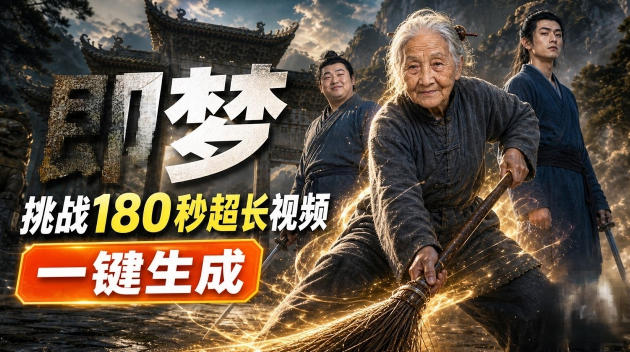 即梦挑战180秒超长视频！一键生成3分钟电影？完整制作流程详细分享！-盟主1站 - 热点知汇专注网赚项目资源知识聚汇